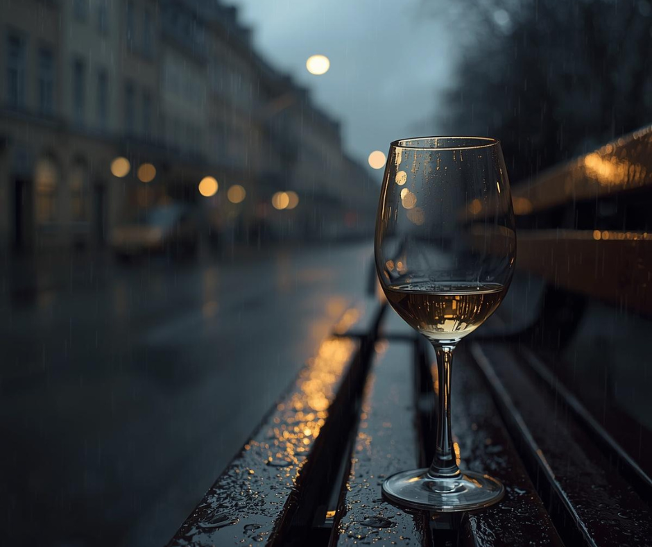 Sitting by the water with wine